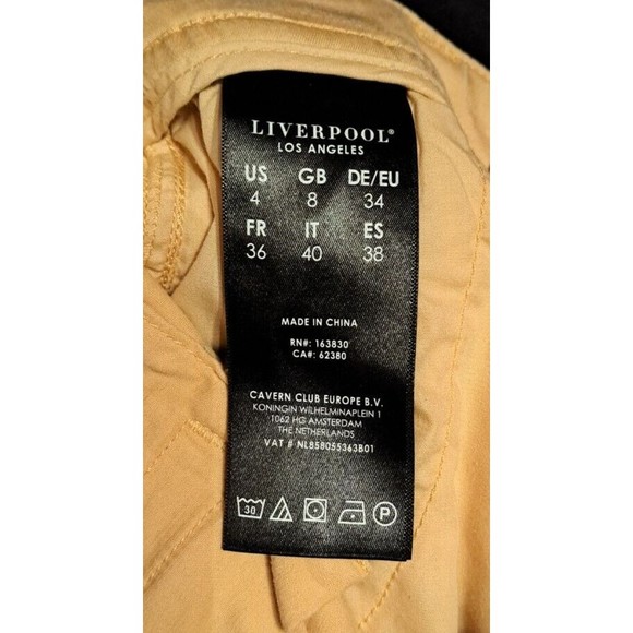 Liverpool Los Angeles Buddy Rolled Trouser Short Pale-Yellow Size 4/27 - Picture 9 of 9